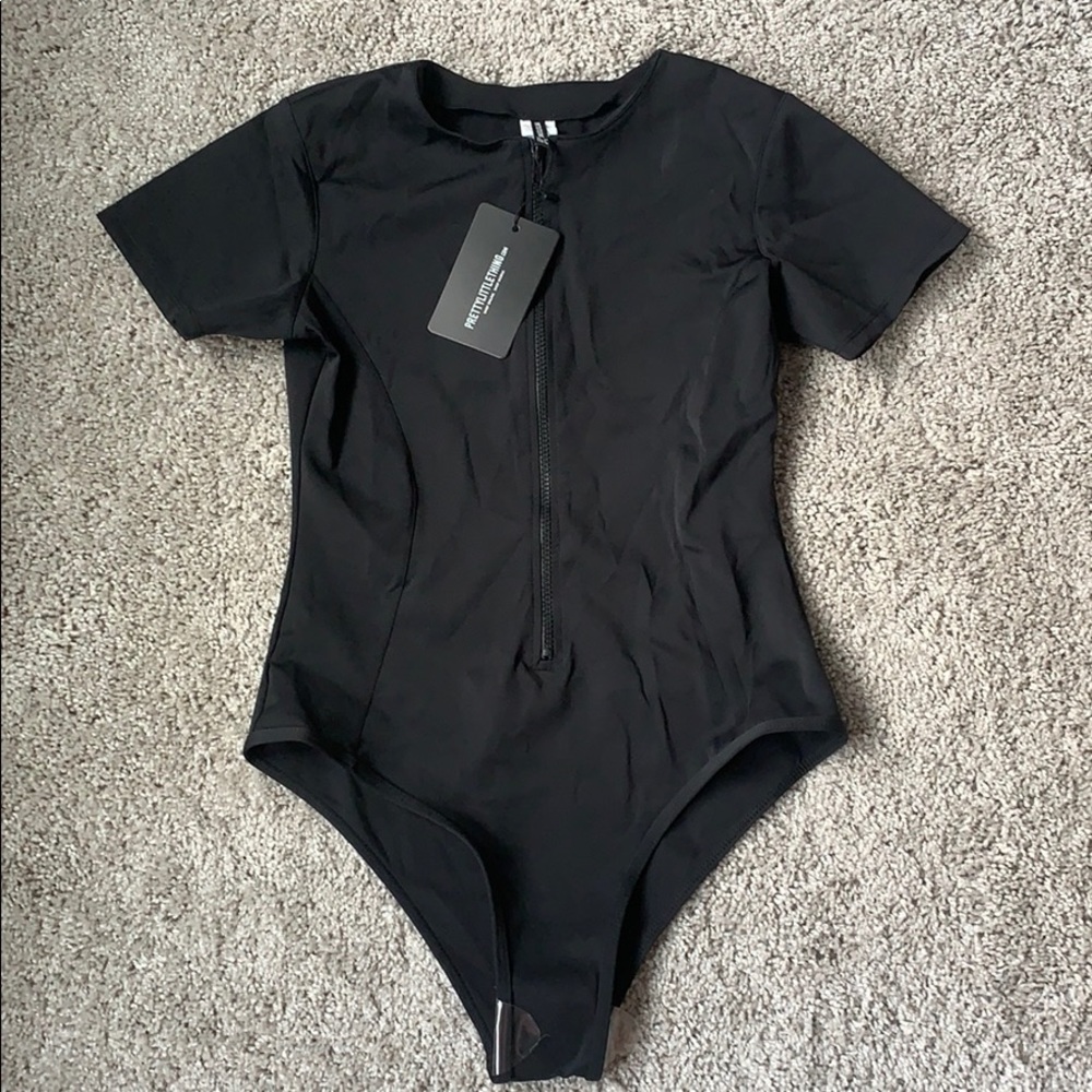 Pretty Little Thing Black Scuba One piece